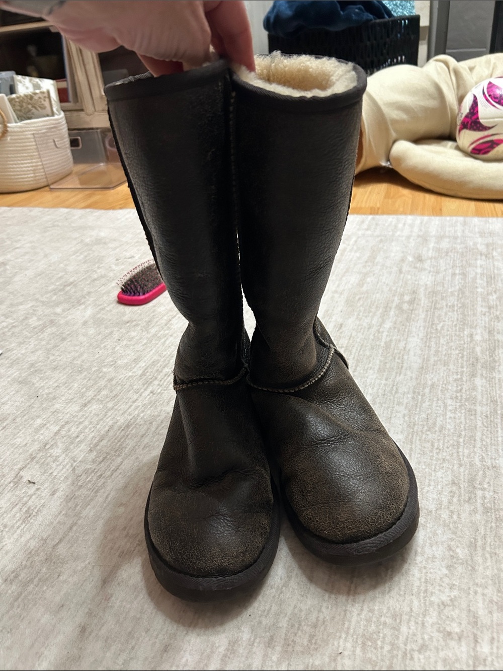 UGG Women's Tall Black Sheepskin-Lined Winter Boots